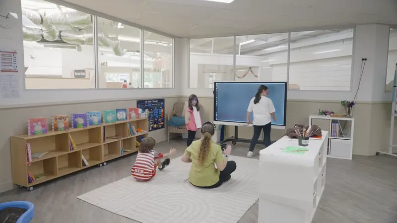Children and educators in a learning room